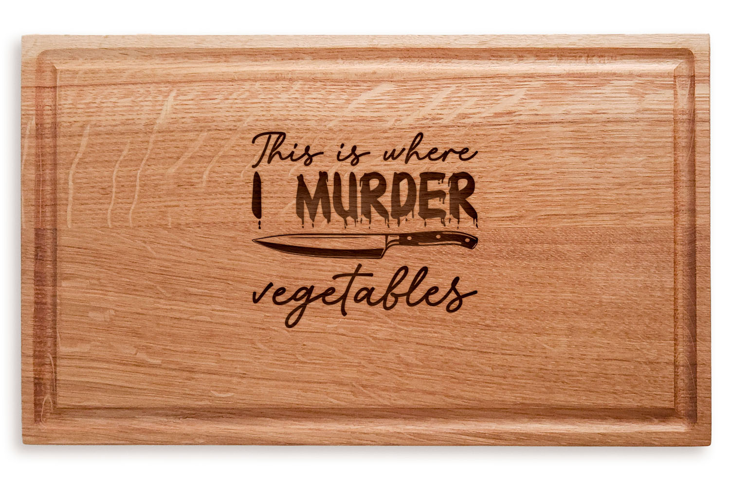PESKWOOD dřevěné krájecí prkénko Evropský dub_Gravír murder vege